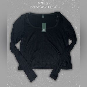 NWT Women’s Long-Sleeve Square Neck Pointelle T-shirt
